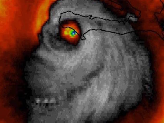 Satellite image of Hurricane Matthew looks like grinning skull