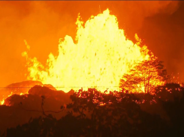 Man defending Hawaii home from volcano is hit by flaming 'lava bomb'