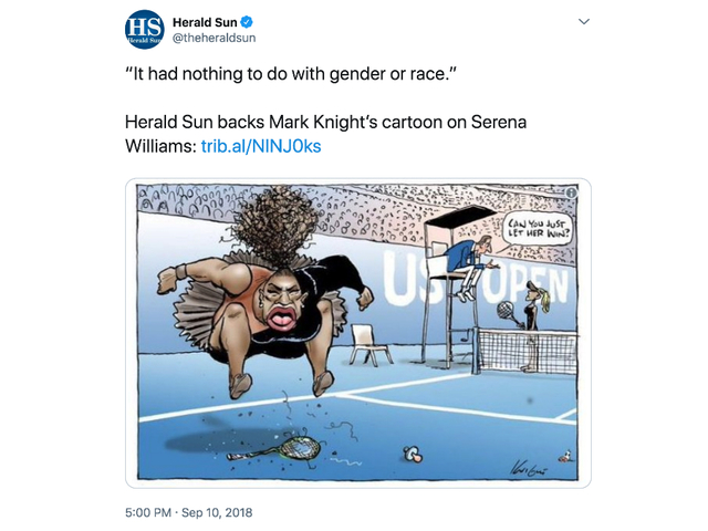 Racist Serena Williams cartoon 'nothing to do with race,' paper says